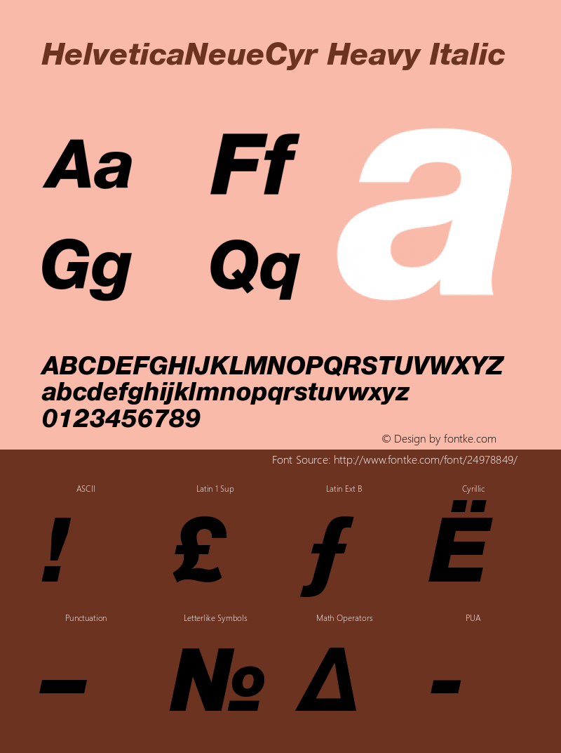 HelveticaNeueCyr-HeavyItalic 001.000 Font Sample