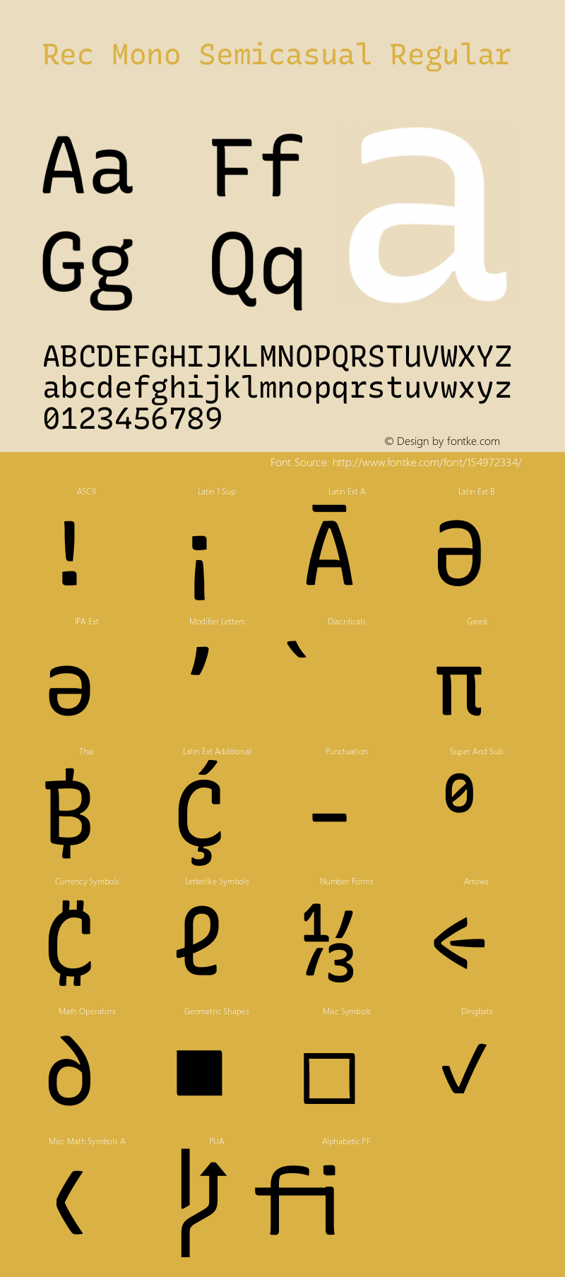 Rec Mono Semicasual Version 1.077 Font Sample