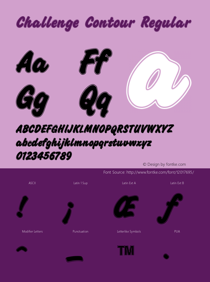 Challenge Contour Regular 1.15 Font Sample