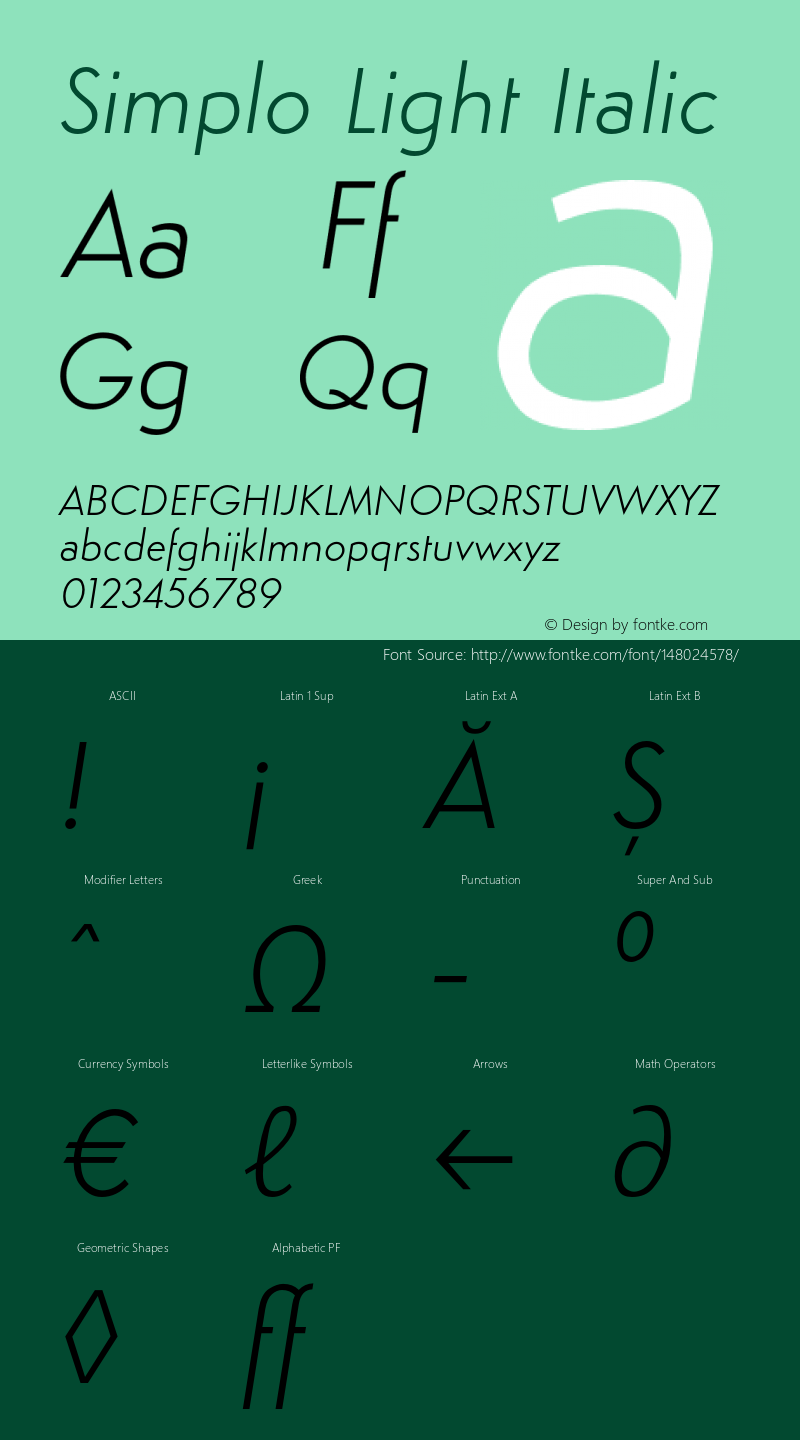 Simplo-LightItalic Version 1.07          UltraPrecision Font Font Sample