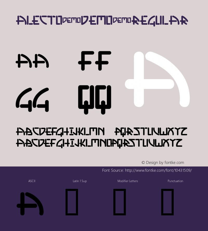 Alecto Demo Regular Macromedia Fontographer 4.1.4 3/20/03 Font Sample