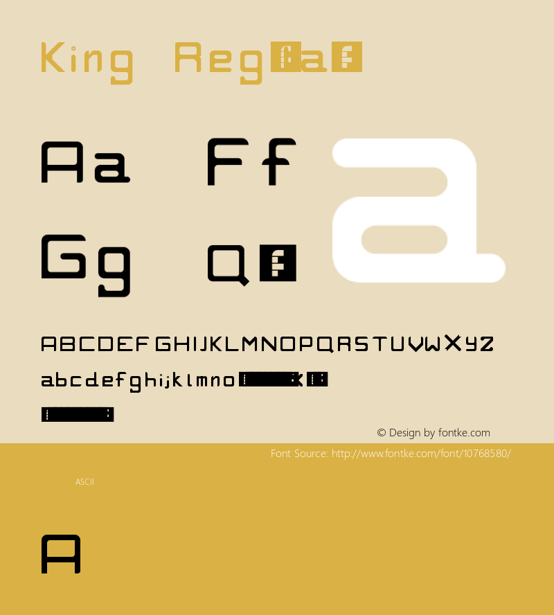 King Regular Version 1.0 Font Sample