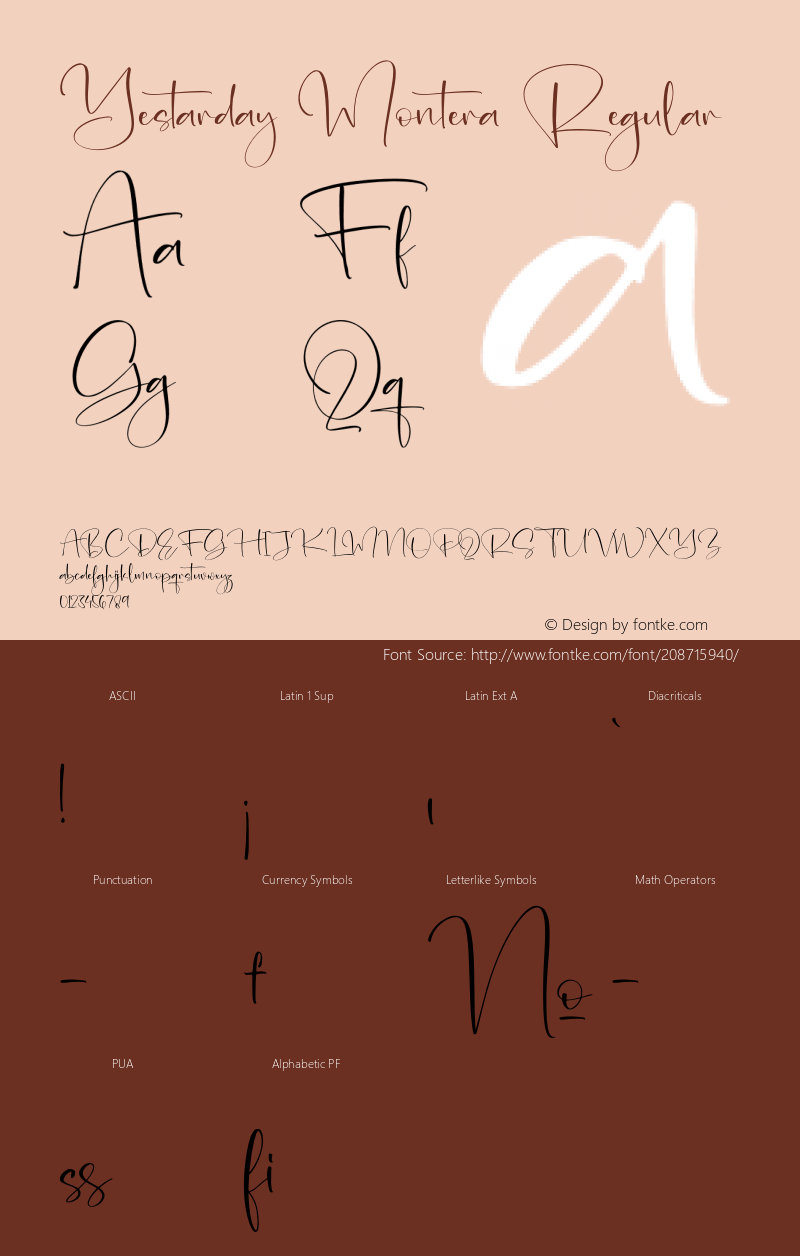 Yestarday Montera Version 1.00;December 31, 2021;FontCreator 13.0.0.2683 64-bit图片样张