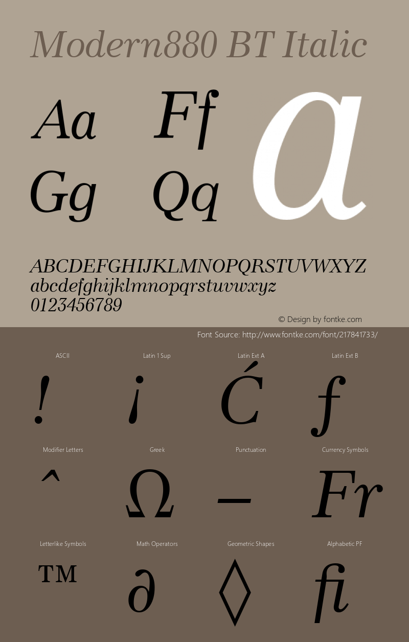 Modern880 BT Italic Version 1.01 emb4-OT图片样张