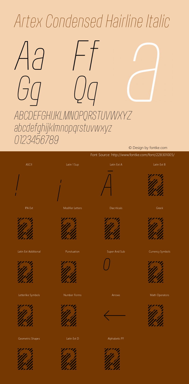 Artex Condensed Hairline Italic Version 1.005图片样张