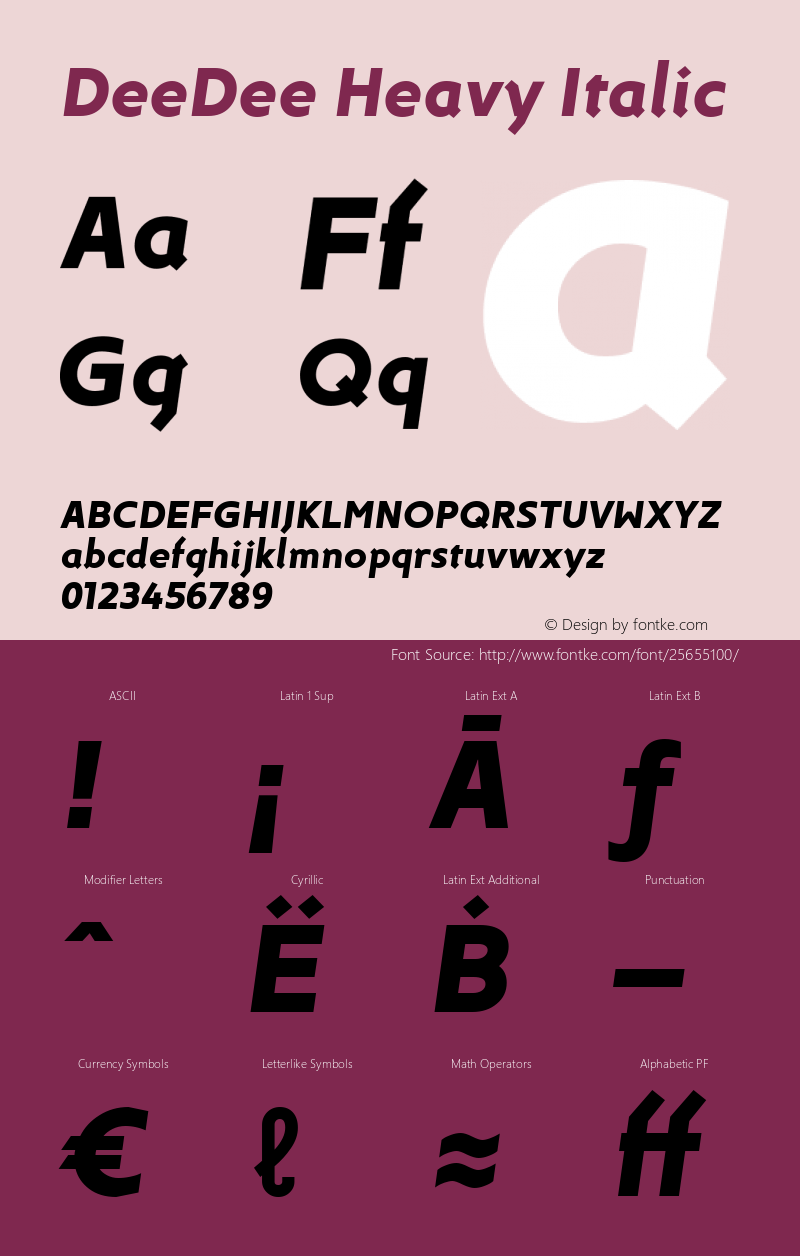 DeeDee Heavy Italic Version 1.000 | wf-r Font Sample