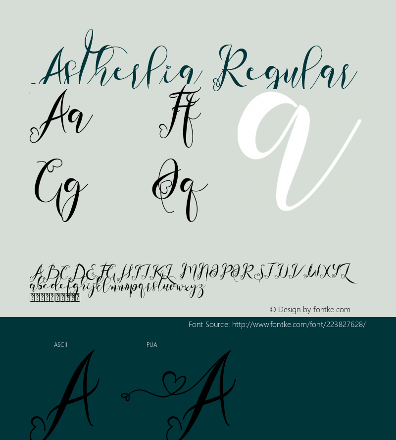 Astherlia - Personal Use Version 1.00;March 27, 2022;FontCreator 13.0.0.2683 64-bit图片样张