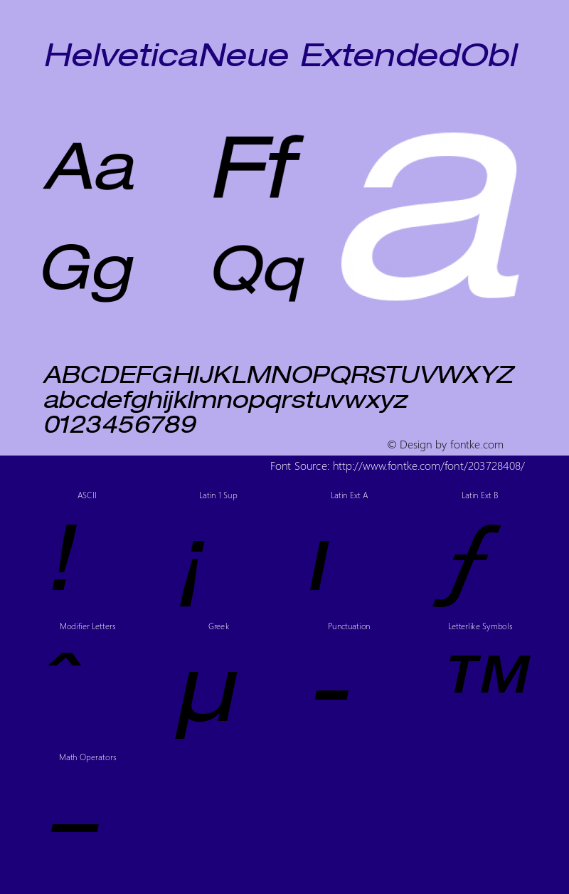 HelveticaNeue ExtendedObl Macromedia Fontographer 4.1.5 1/27/03图片样张