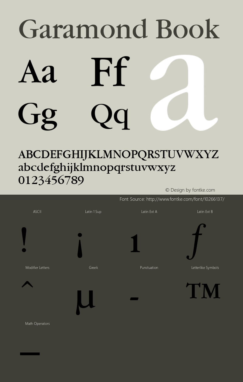 Garamond Book Macromedia Fontographer 4.1 1/12/98 Font Sample