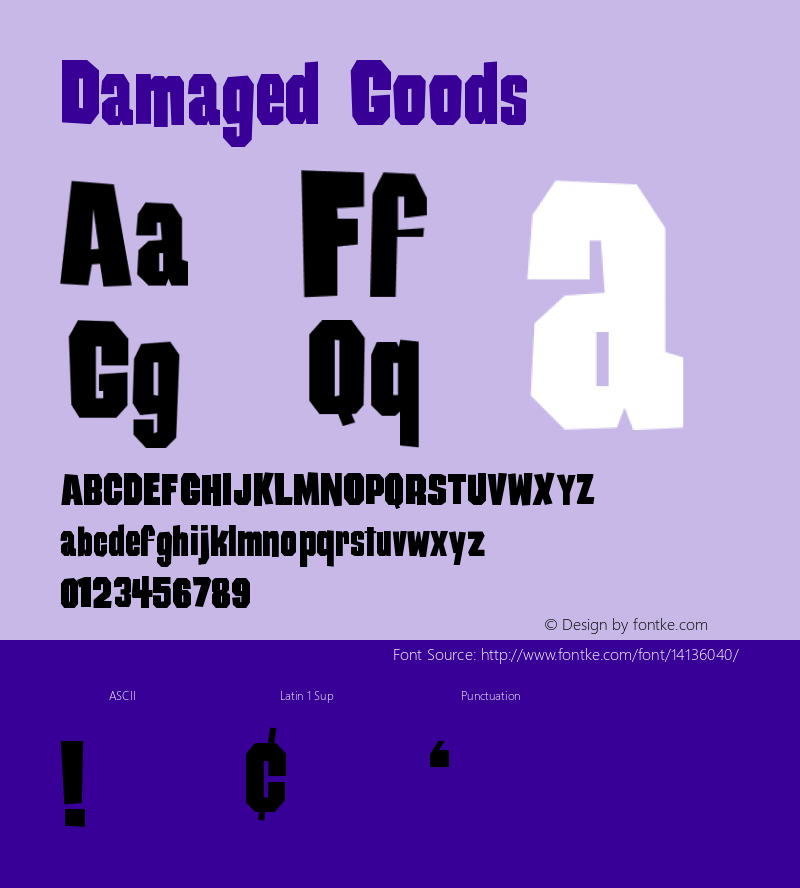 Damaged Goods Version Macromedia Fontograp Font Sample