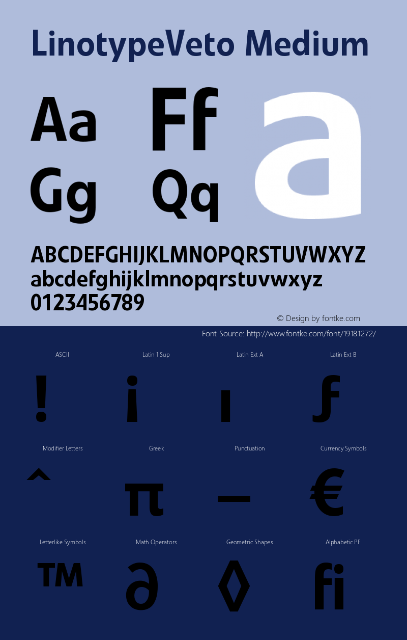 LinotypeVeto-Medium Version 005.000 Font Sample