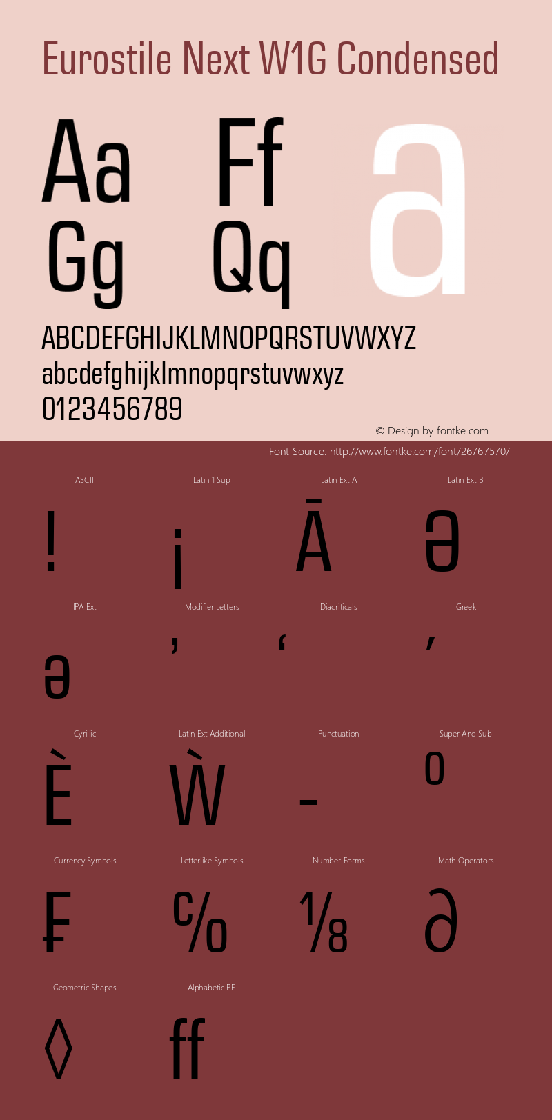 Eurostile Next W1G Cn Version 1.00 Font Sample