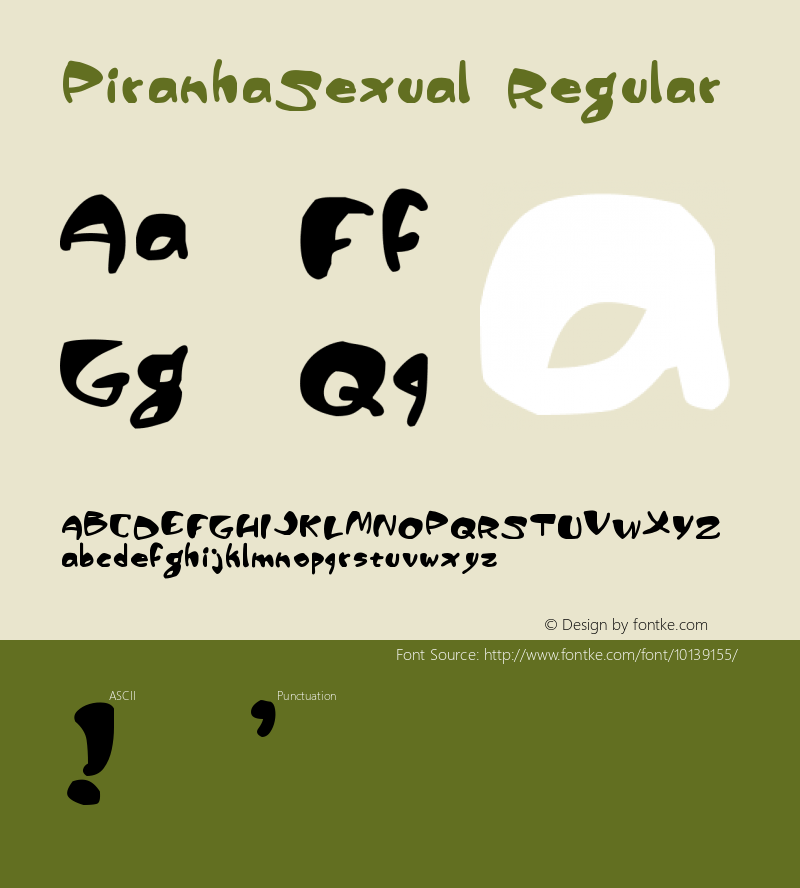 PiranhaSexual Regular Unknown Font Sample
