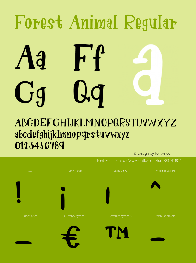 Forest Animal Version 1.005;Fontself Maker 3.5.4 Font Sample