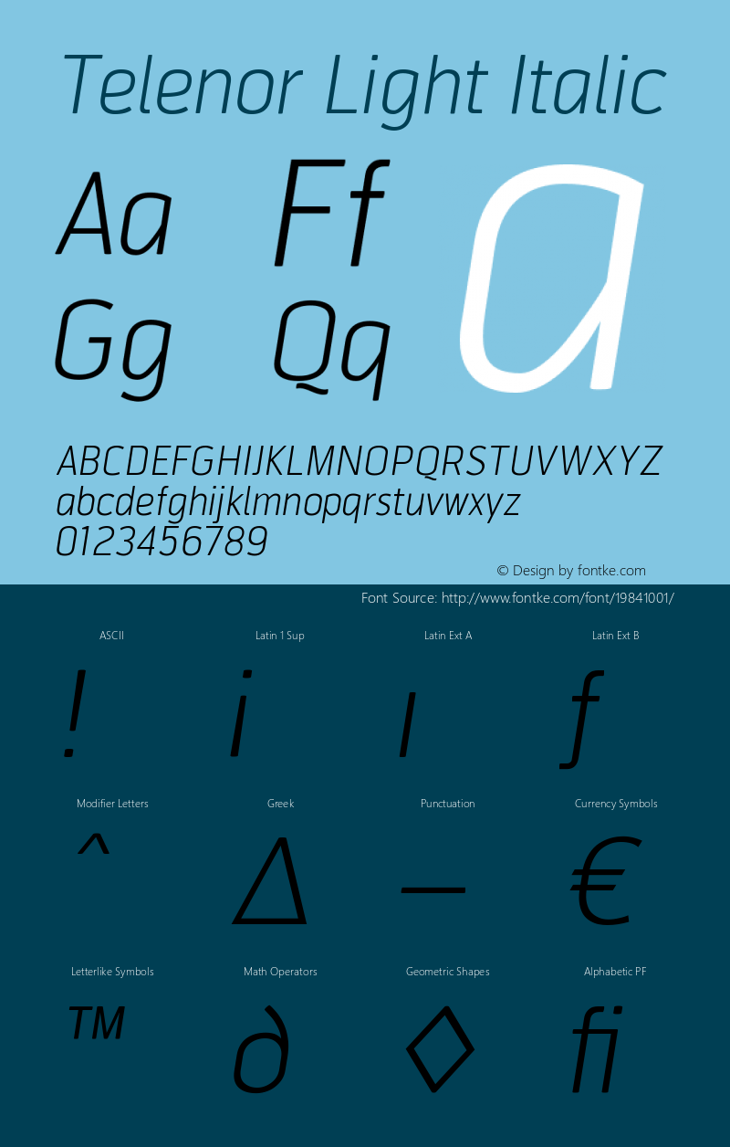 Telenor-LightItalic 001.000 Font Sample