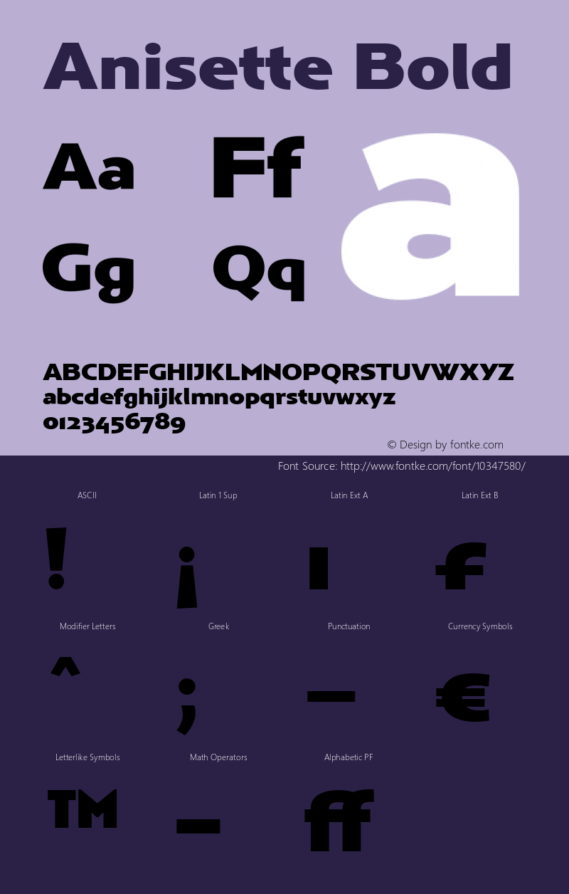 Anisette Bold Version 001.001 Font Sample