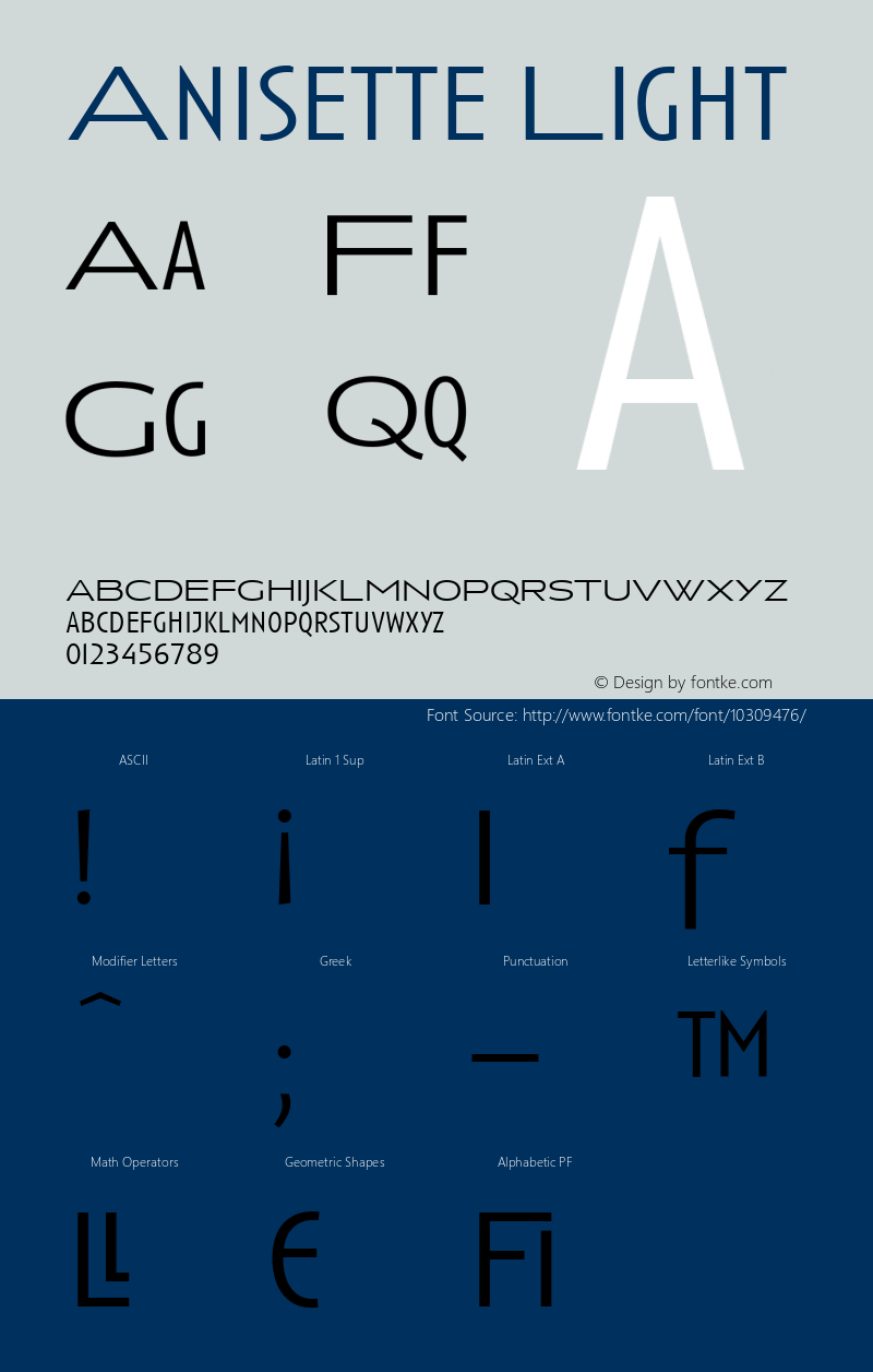 Anisette Light Version 001.000 Font Sample