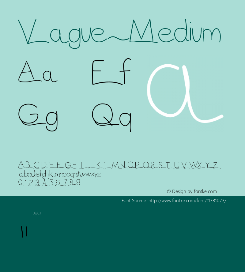 Vague Medium Version 001.000 Font Sample