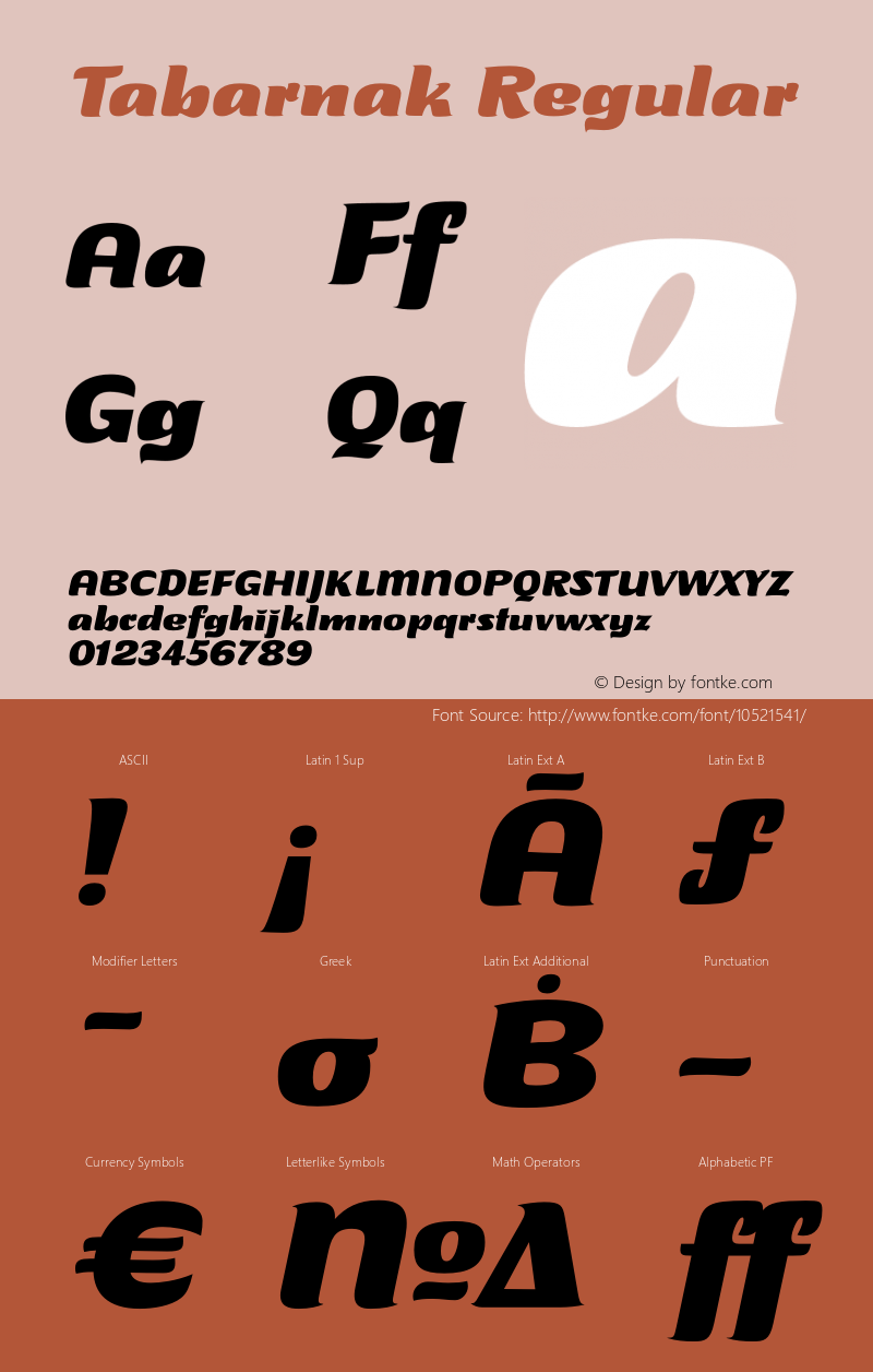 Tabarnak Regular Version 1.000 Font Sample