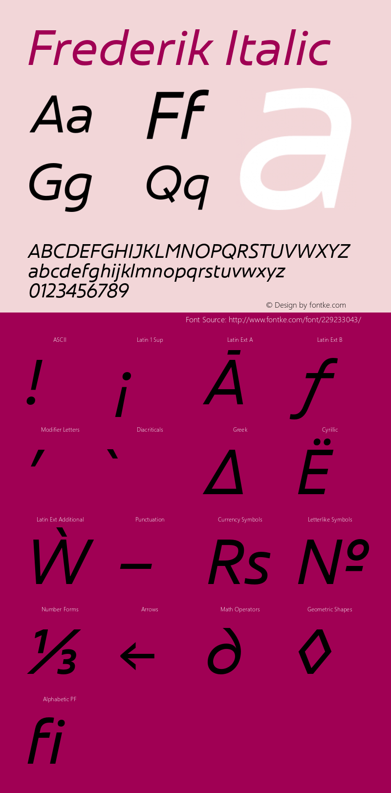 Frederik Regular Italic Version 001.000 February 2019图片样张