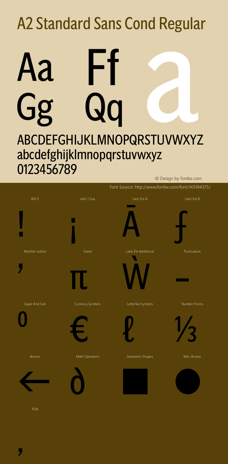 A2 Standard Sans Cond Version 1.001 | wf-rip DC20191005 Font Sample