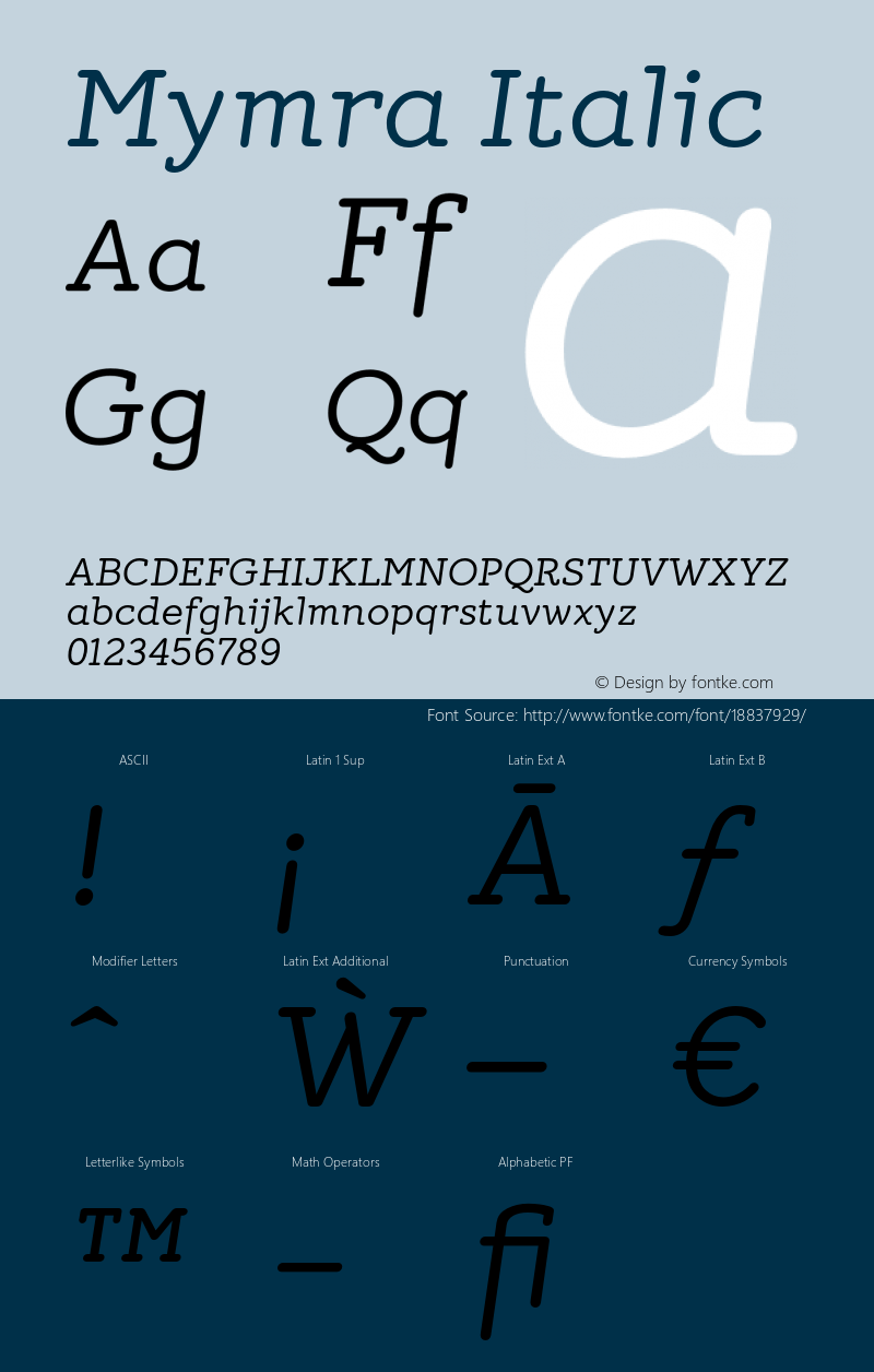 Mymra Italic Version 2.000 Font Sample