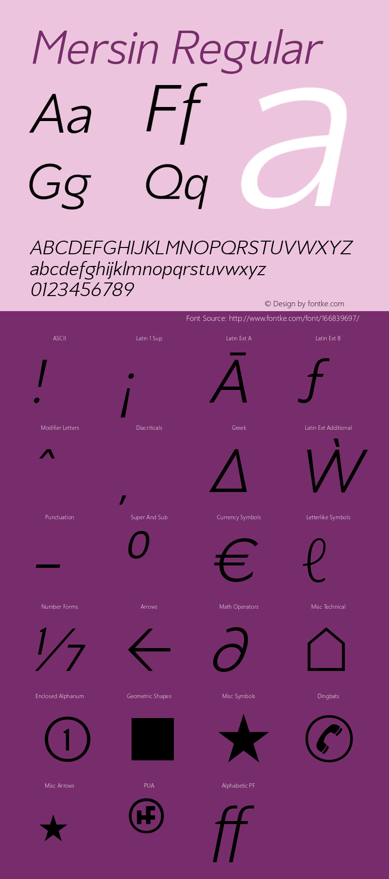 Mersin Light Italic Version 1.00 Font Sample