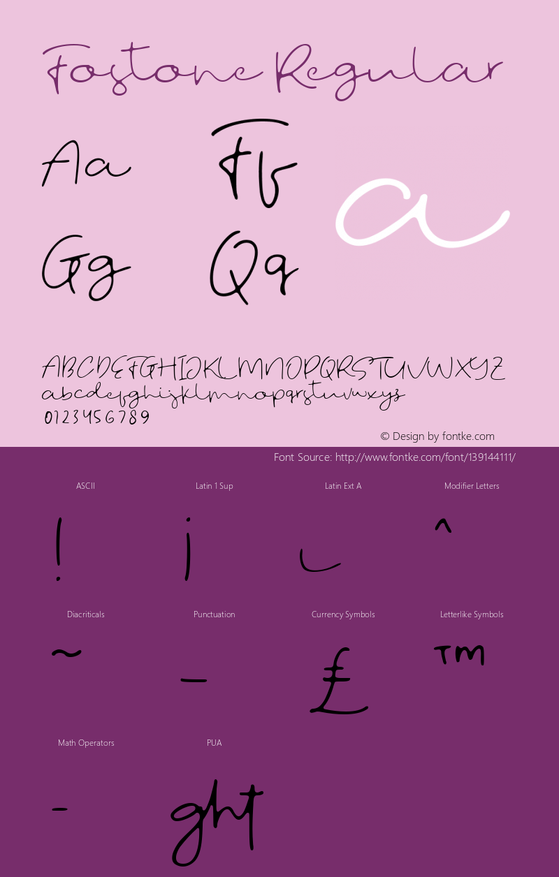 Fostone Version 1.00;April 2, 2021;FontCreator 13.0.0.2683 32-bit Font Sample