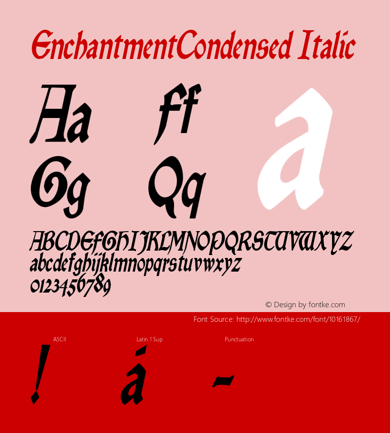 EnchantmentCondensed Italic Rev. 003.000 Font Sample