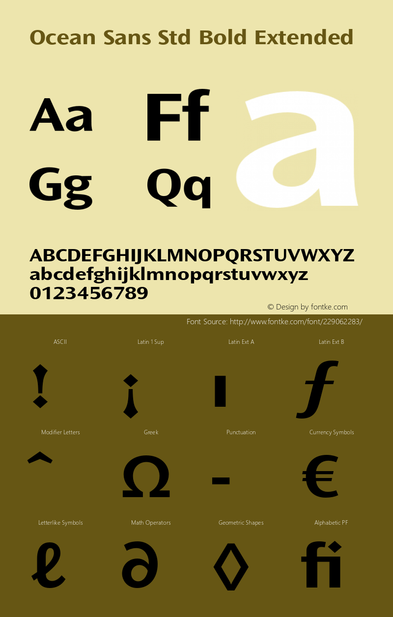 OceanSansStd-BoldExt Version 2.081;PS 005.000;hotconv 1.0.67;makeotf.lib2.5.33168图片样张