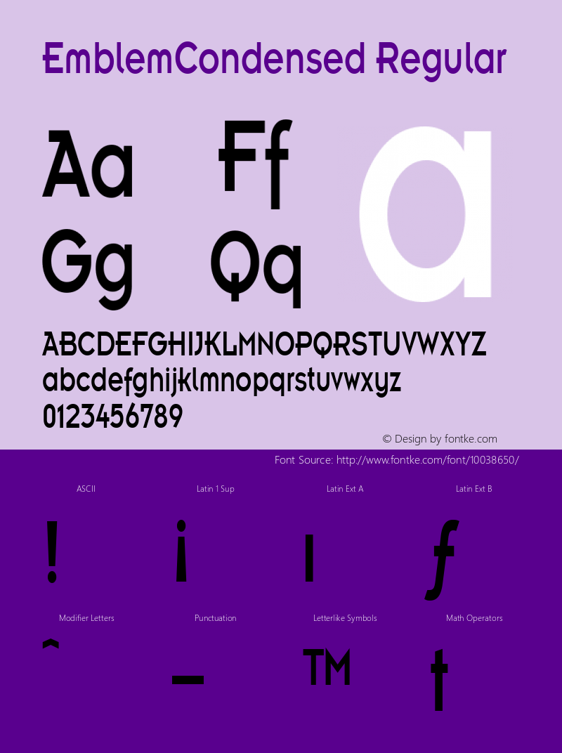 EmblemCondensed Regular The IMSI MasterFonts Collection, tm 1995 IMSI Font Sample