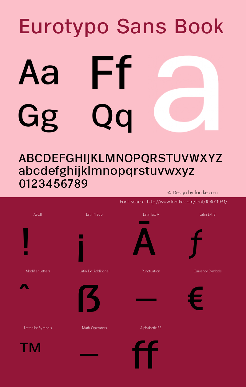 Eurotypo Sans Book 1.000 Font Sample