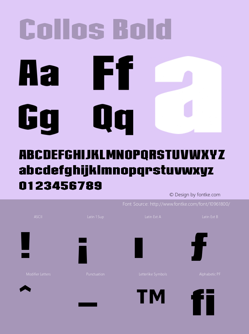 Collos Bold Version 001.000 Font Sample