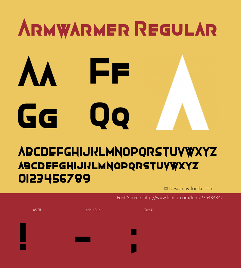 Armwarmer Version 1.00;September 28, 2018;FontCreator 11.5.0.2427 64-bit Font Sample