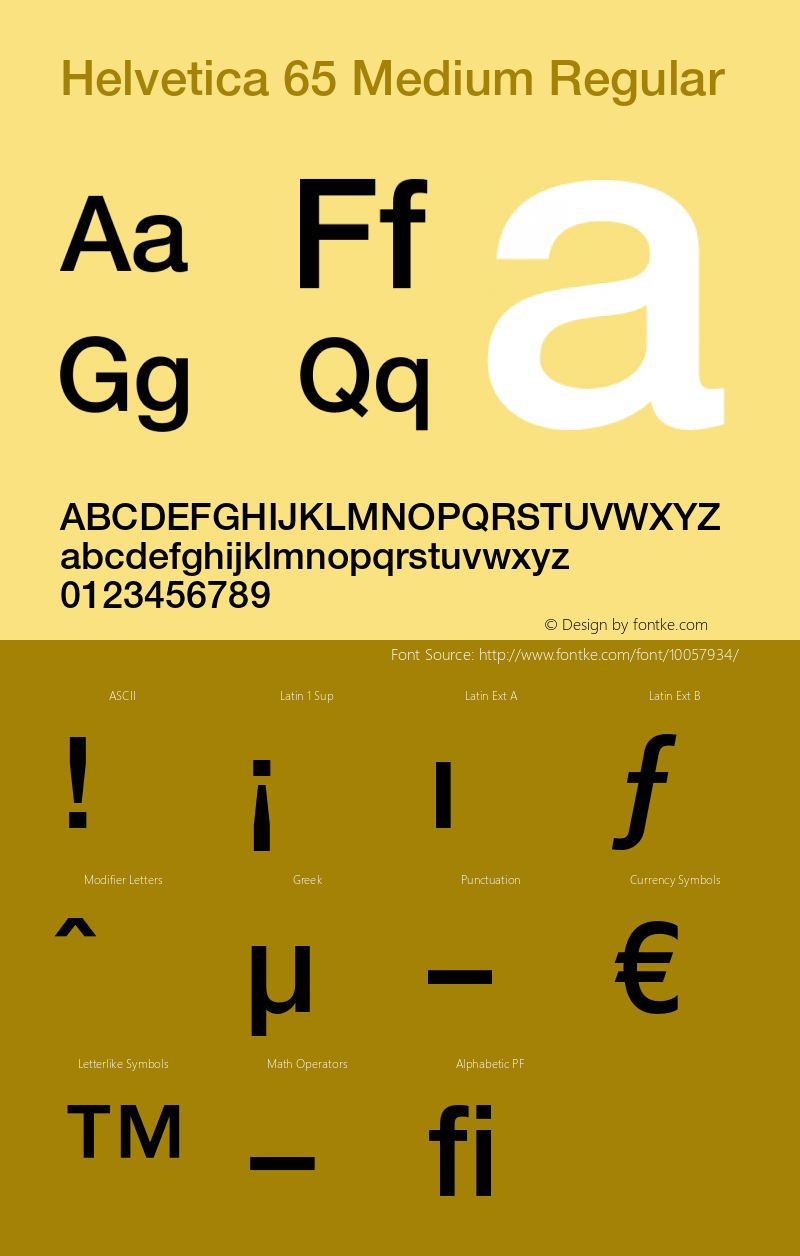 Helvetica 65 Medium Regular OTF 1.0;PS 001.002;Core 1.0.22 Font Sample