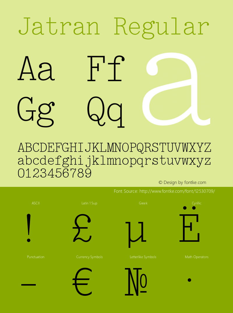 Jatran Regular OTF 1.0;PS 001.001;Core 116;AOCM 1.0 28 Font Sample