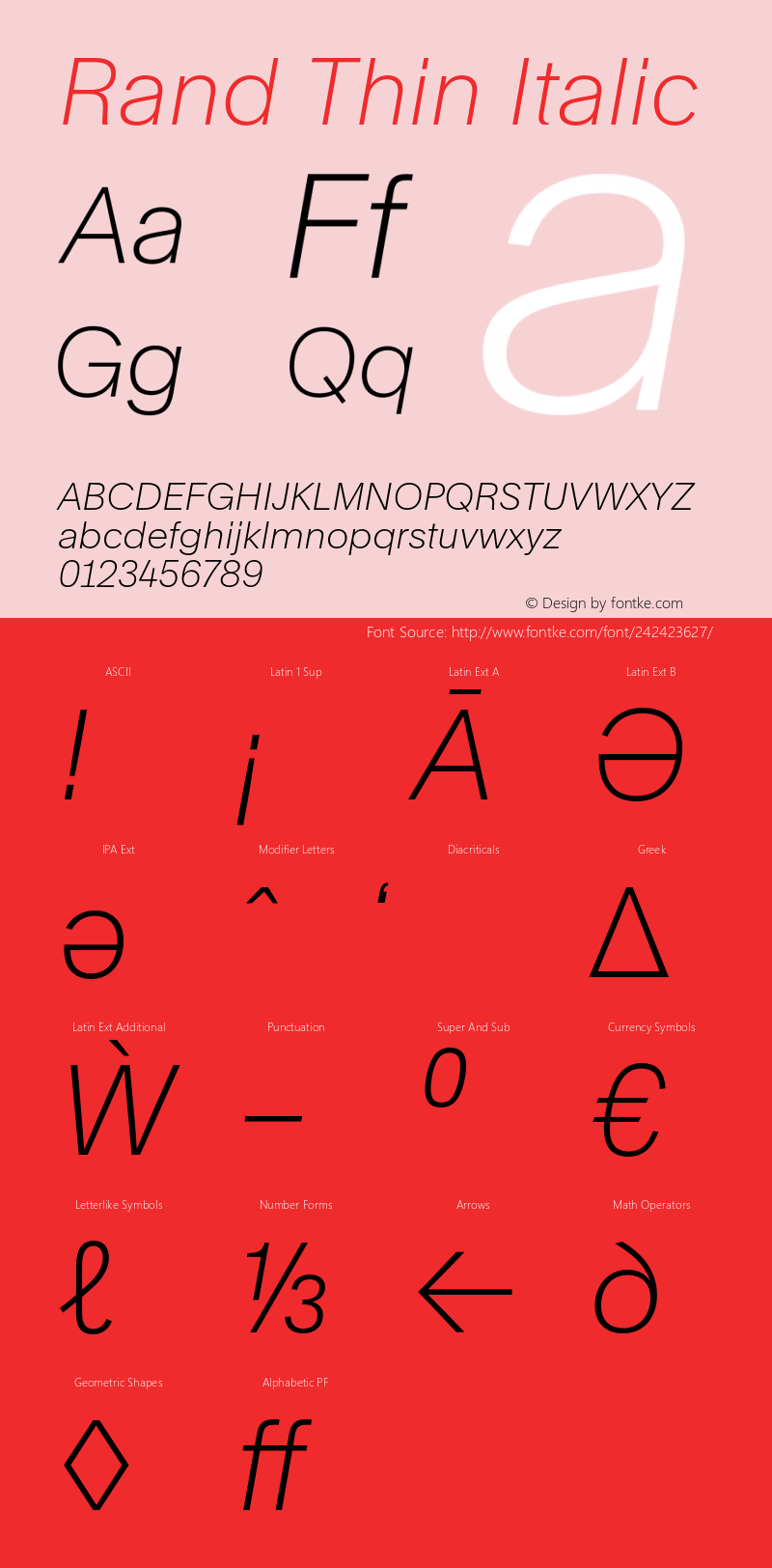 Rand Thin Italic Version 1.002; build 0002图片样张