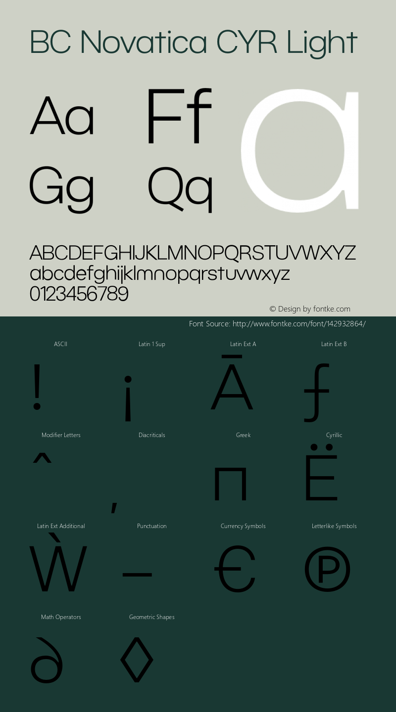 BC Novatica CYR Light Version 1.000;hotconv 1.0.109;makeotfexe 2.5.65596 Font Sample