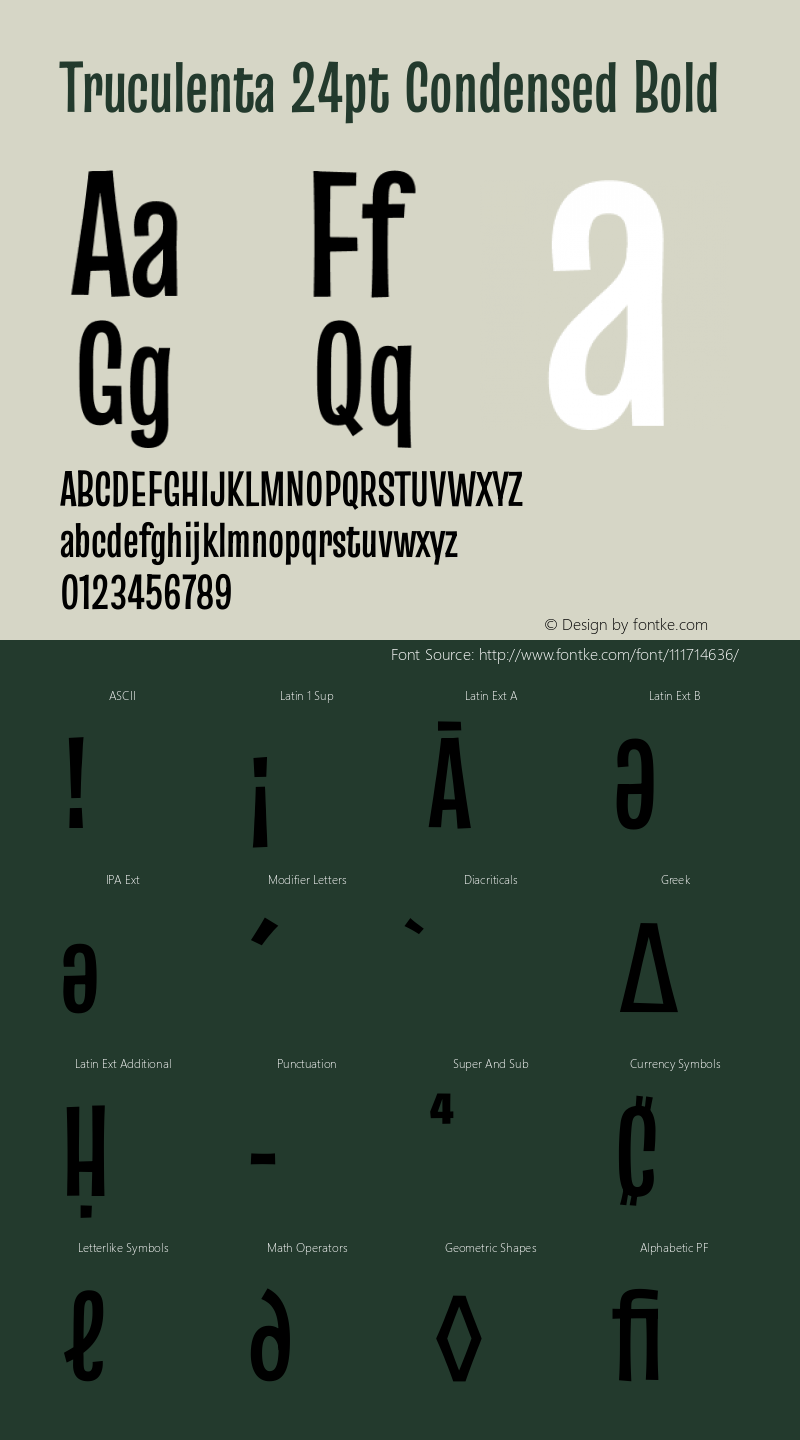 Truculenta 24pt Condensed Bold Version 1.002 Font Sample