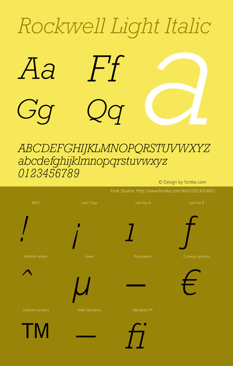 Rockwell-LightItalic OTF 1.0;PS 001.000;Core 1.0.22图片样张