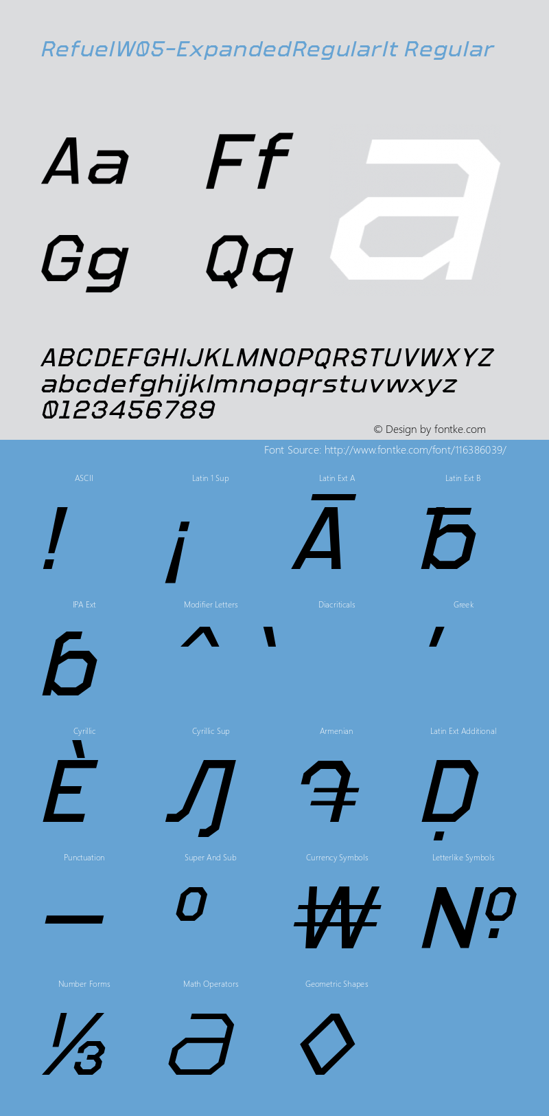 Refuel W05 Expanded Regular It Version 1.00 Font Sample