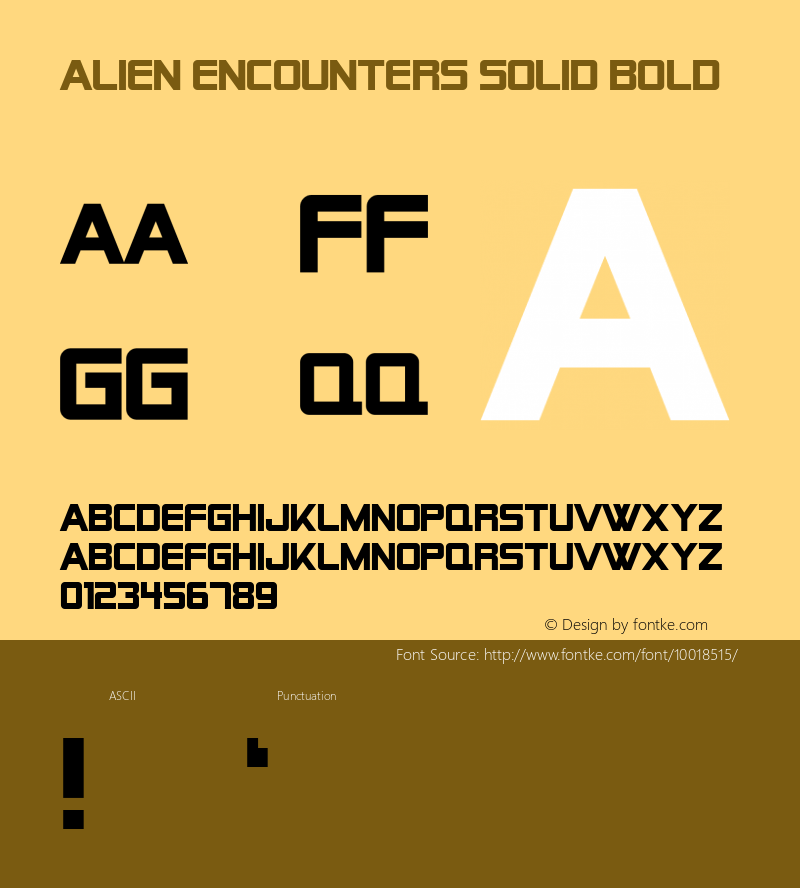 Alien Encounters Solid Bold Macromedia Fontographer 4.1 3/28/99 Font Sample