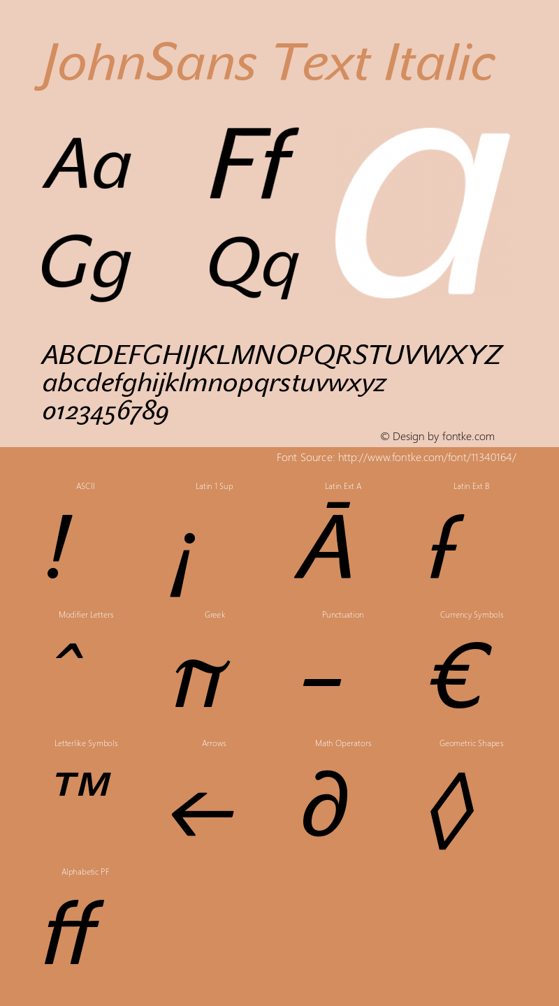 JohnSans Text Italic Version 001.000 Font Sample