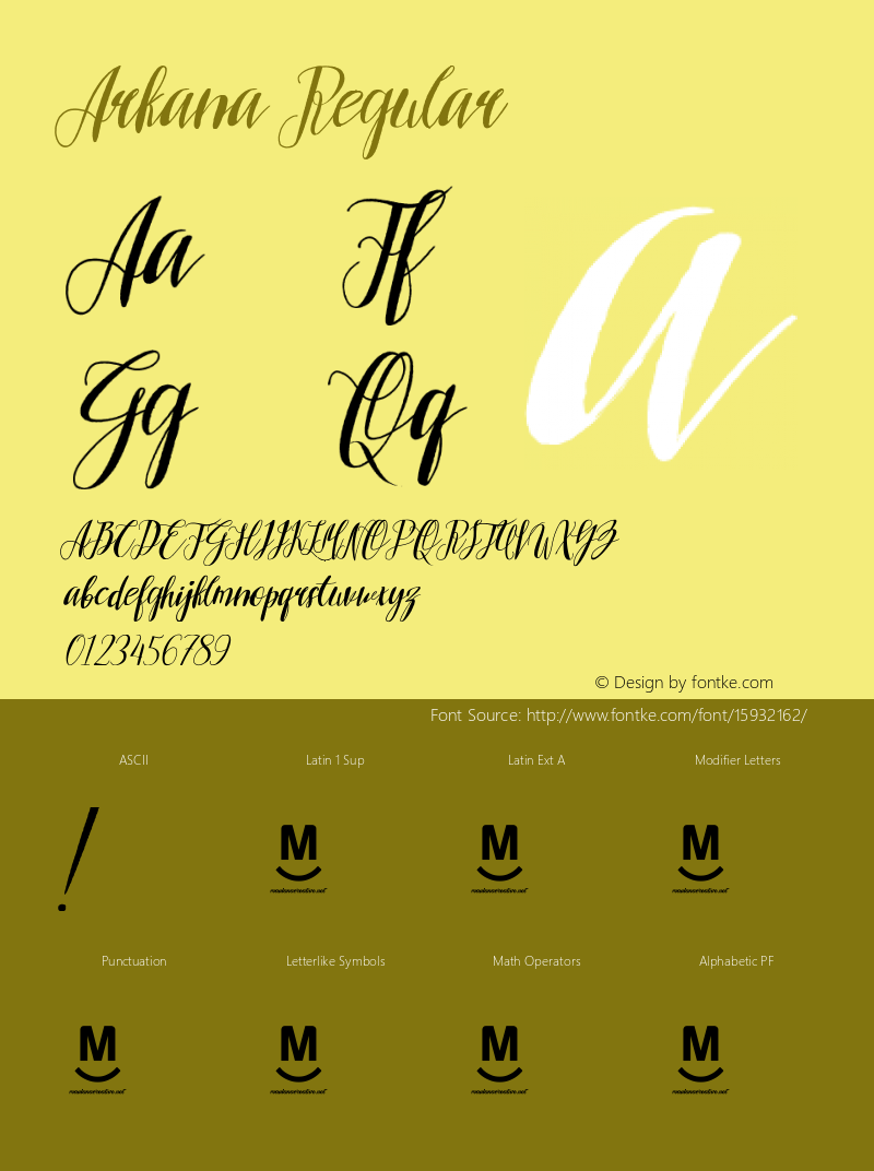 Arkana Regular 1.000 Font Sample