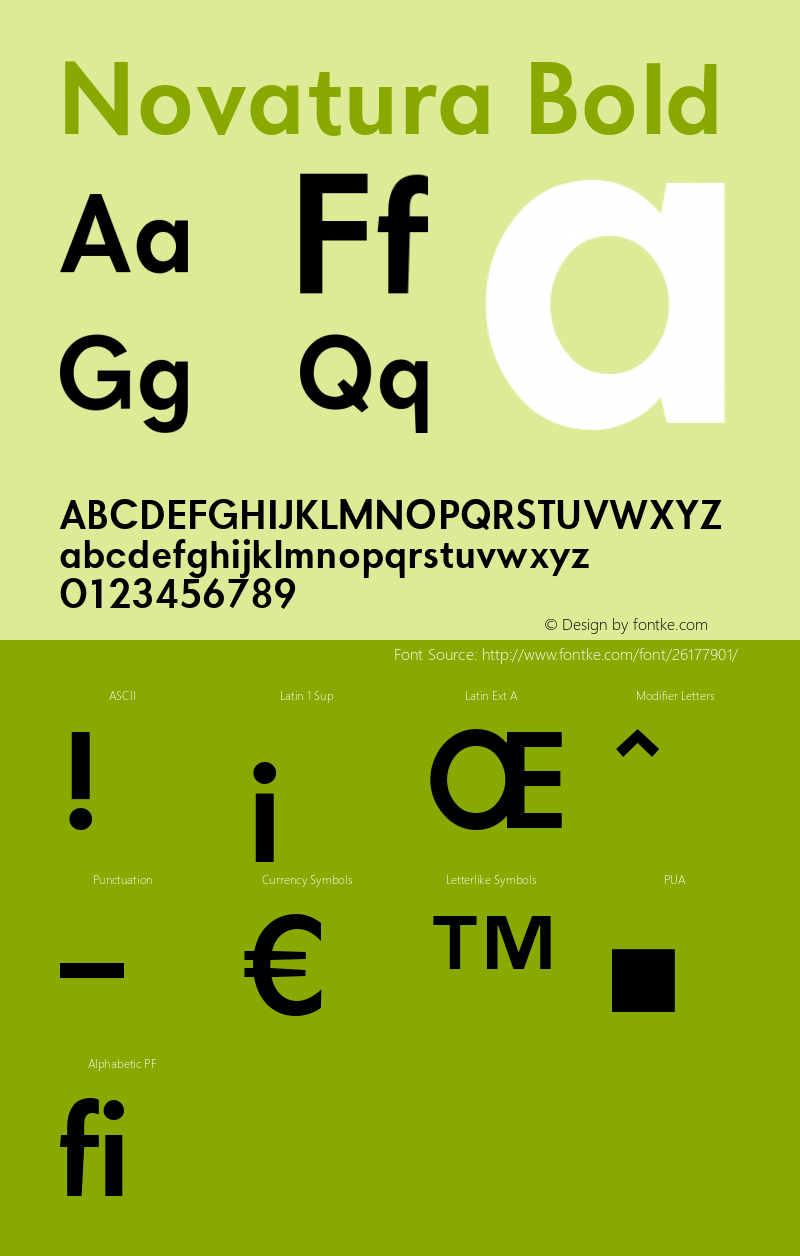 Novatura Bold Version 1.002;PS 001.001;hotconv 1.0.56 Font Sample