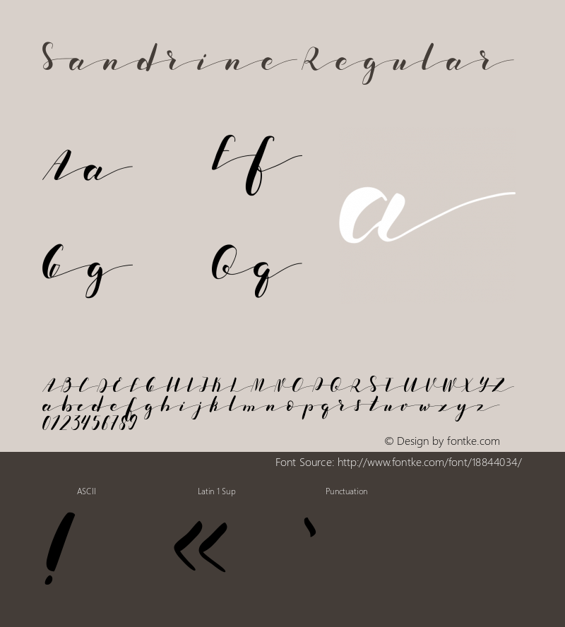 Sandrine Regular Version 1.000 Font Sample