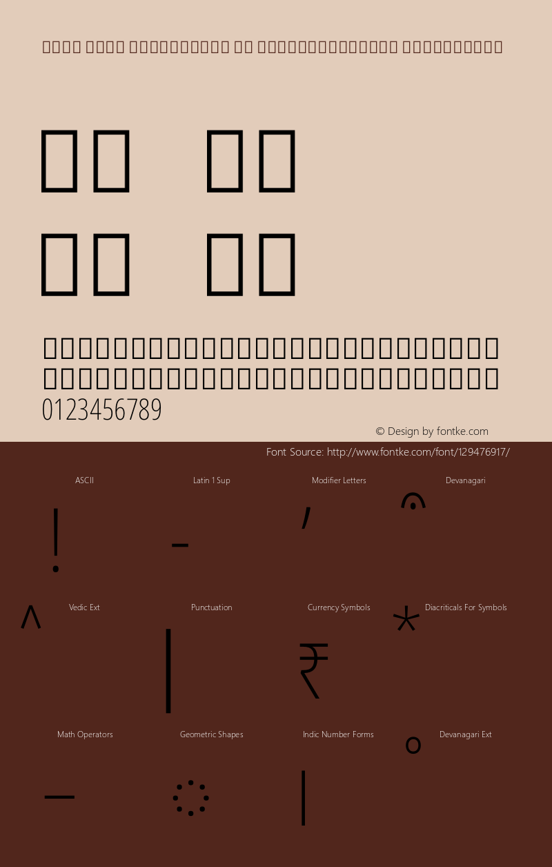Noto Sans Devanagari UI ExtraCondensed ExtraLight Version 2.001 Font Sample