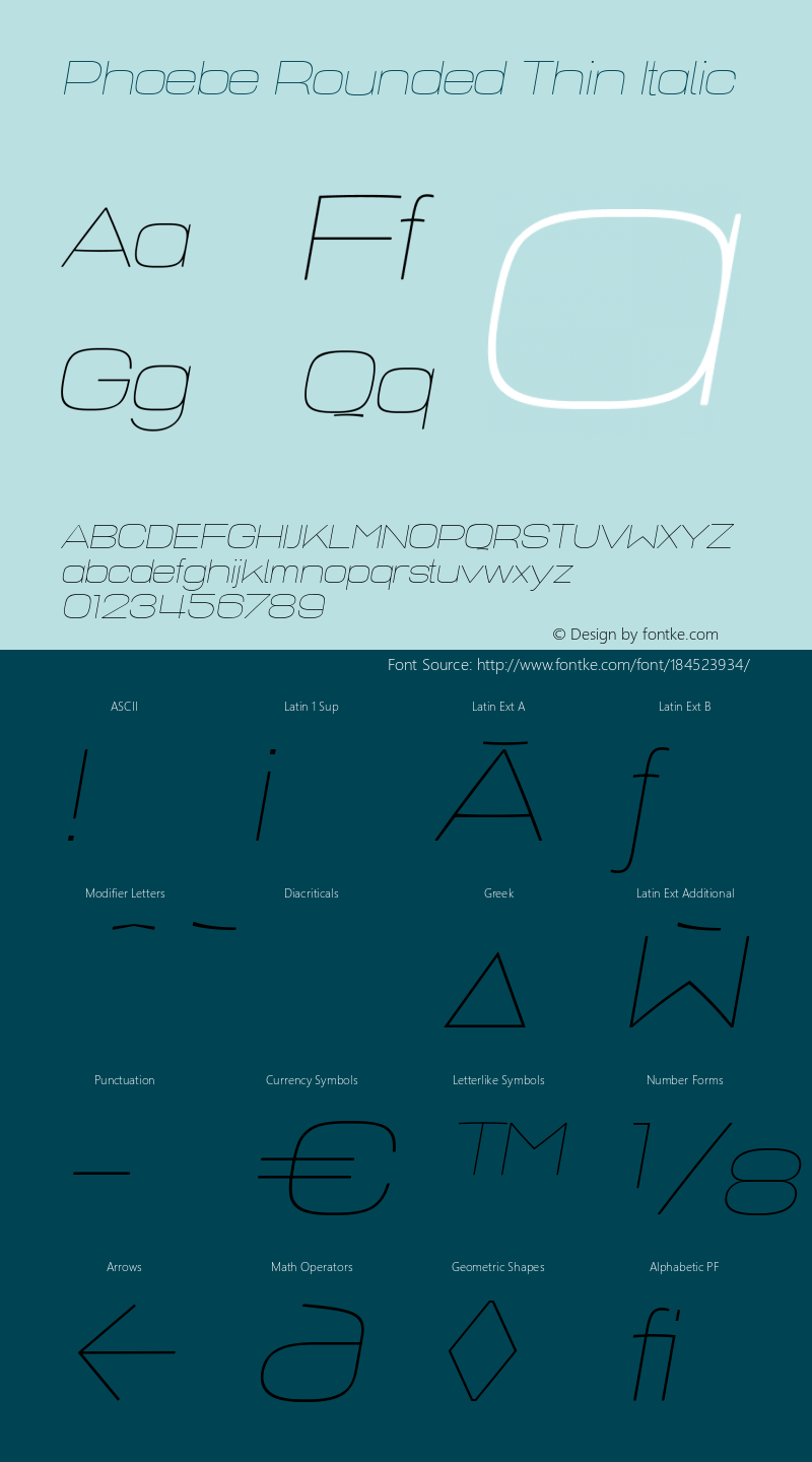 PhoebeRounded-Italic-Thin Version 2.000 | wf-rip DC20190220图片样张