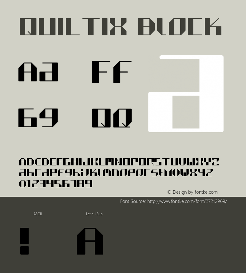 QUILTIX Block Version 1.000 Font Sample