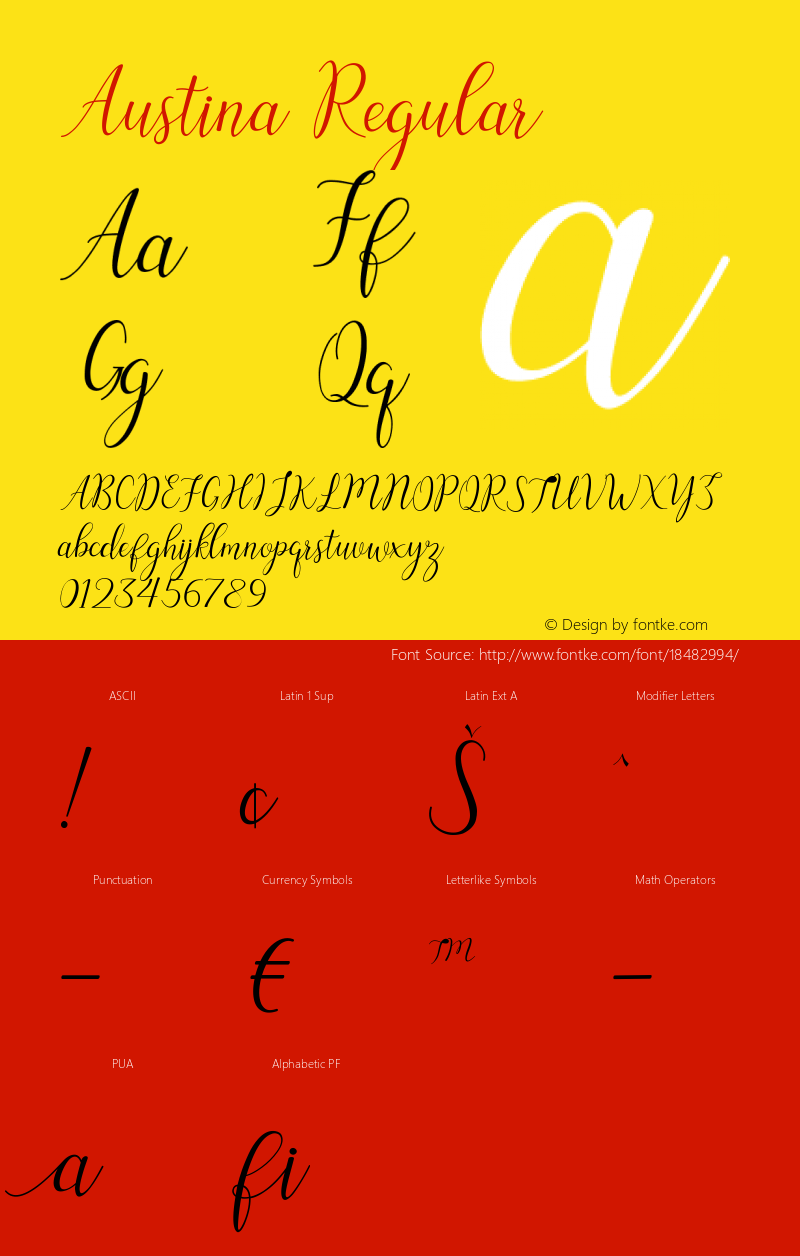 Austina Regular Version 1.000 Font Sample